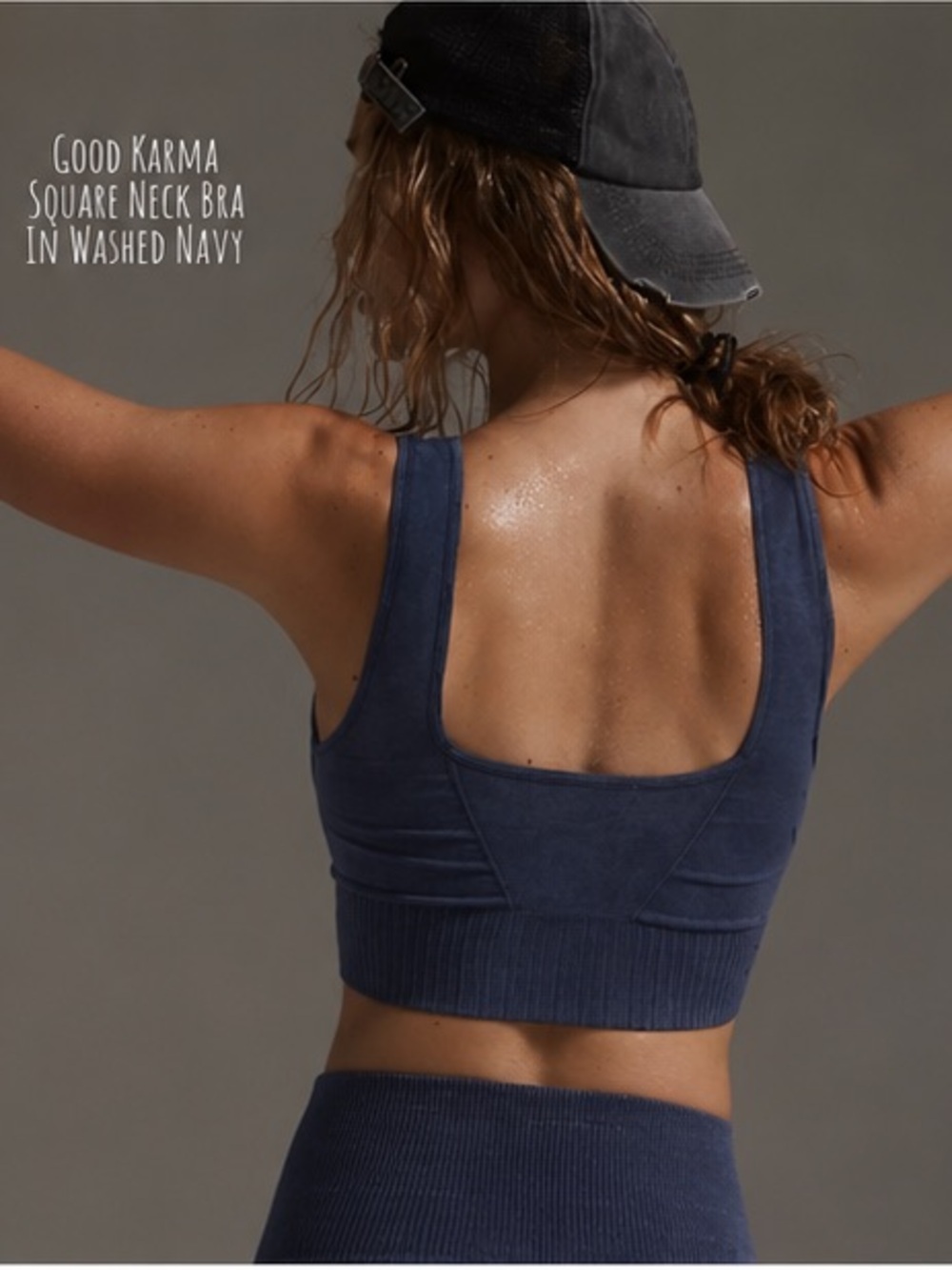 FP Movement Good Karma Set Washed Navy Leggings and Square Neck Bra - Picture 2 of 7